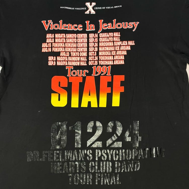 90's / X JAPAN Violence In Jealousy 1991 tour Staff Tee | ASCENT