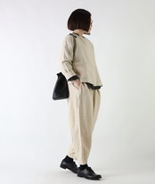 SO/リネンコットン ダブルブレストノーカラージャケット