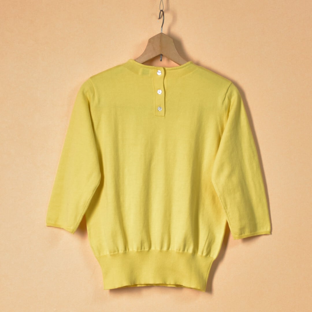 IKITSUKE イキツケ クルーネックポケットニット・イエロー【送料無料】