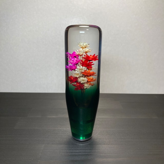 水中花シフトノブ　【特極-Tokugyoku-緑】　140㎜　【送料無料】