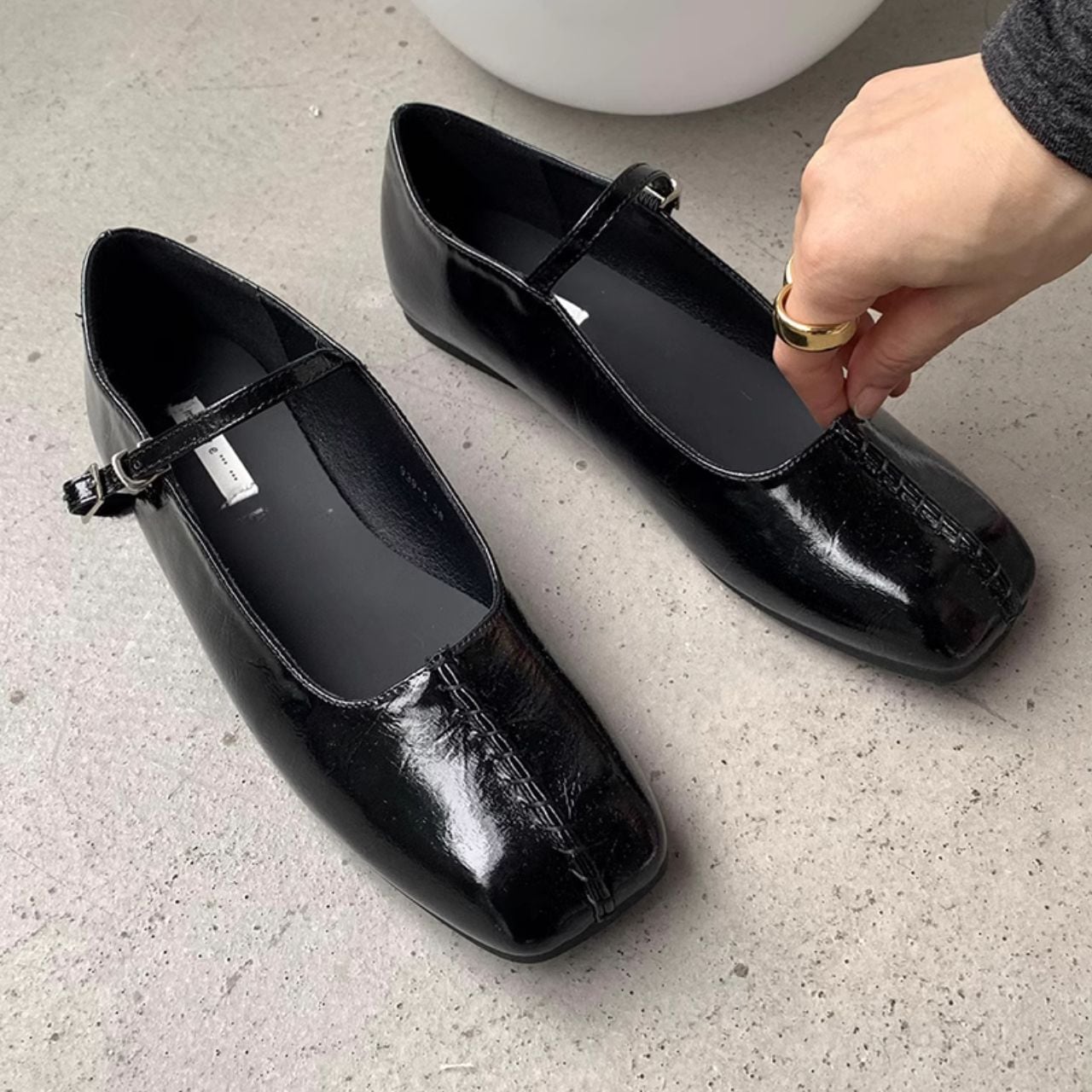 アンティーク雑貨 French Vintage Noir Ballet Slippers Ballerina Flat con Hebilla Metálica Mujer Marittimo | Paris.cl