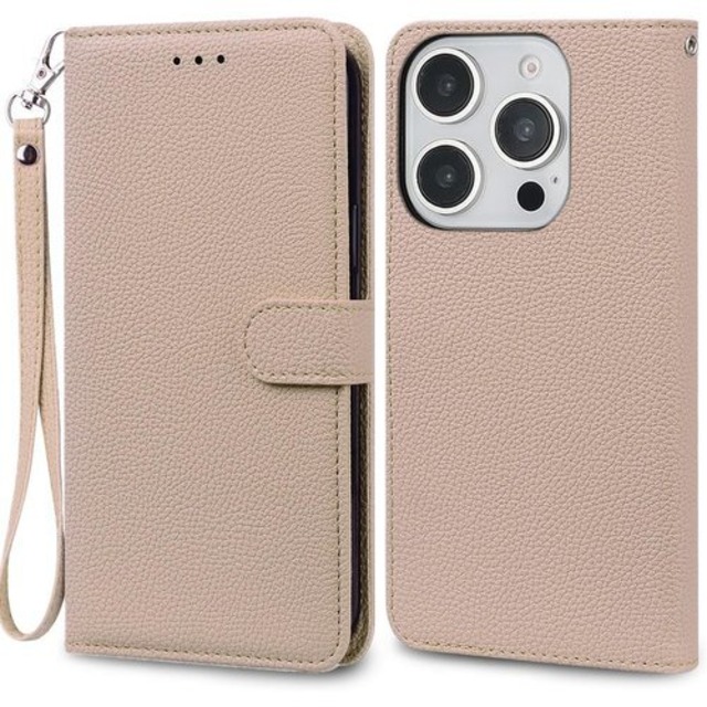 iPhone 16 pro ケース 手帳型 用 いphone16 pro いphone16pro ストラップケース アイホン アイフォン 16pro 手帳ケース アイフォン16 pro カバー アイホン16プロ アイフォン16プロケース いpほね16pro アイホン16pro 携帯カバー 手帳 適用 case Cobeimisr ライチ紋 軽量 カードケース ストラップ スマホケース ベージュ 3482