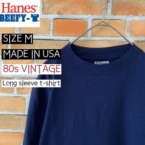 【HANES】 長袖Tシャツ M 80s ヴィンテージ USA製 無地