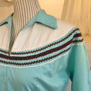 50's light blue south western tops