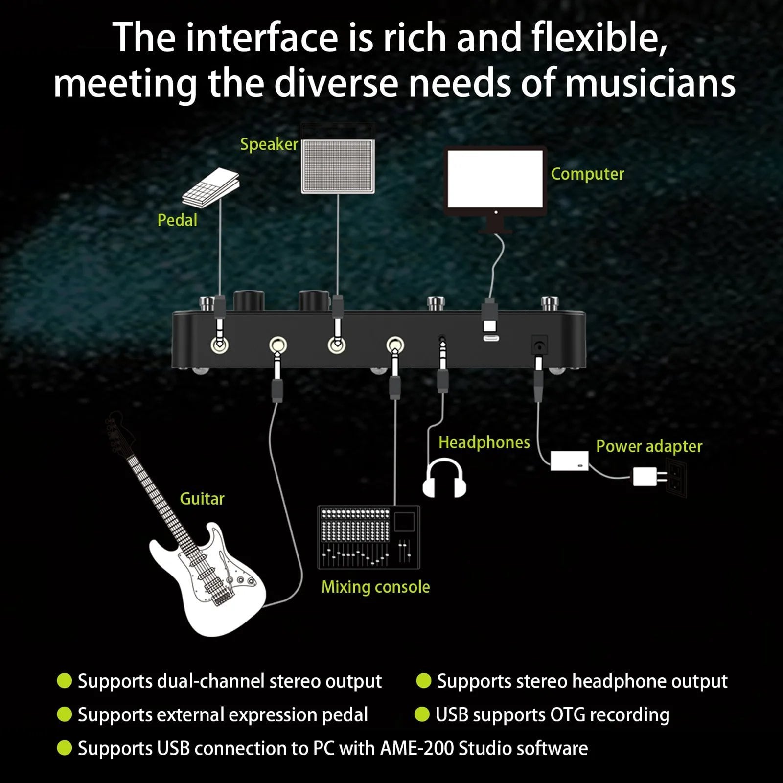 Udota Ame 200 ギター マルチエフェクター チューナー ドラム ルーパー
