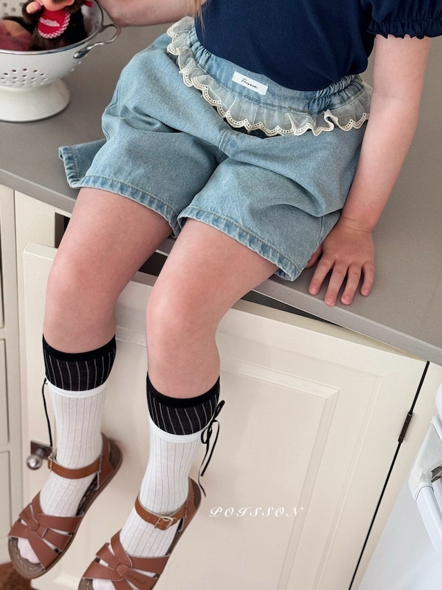 《予約》POISSON ¨ vintage Lace shorts denim ¨ 26summer