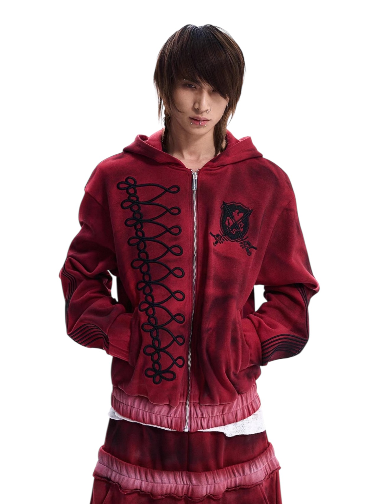 【STARTEXCEEDEND】EMBROIDERED ZIP UP HOODIE