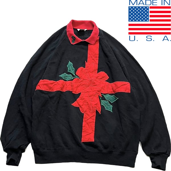 RED WINGS 90'〜00s 黒　アメカジ　古着　Vintage 1点物◇USA製ビンテージ90s黒赤襟スウェット古着メンズXLレディースOK