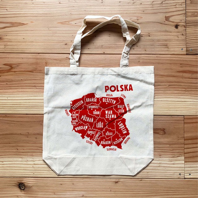 トートバッグ「ポーランドの地図」片面プリント　A4サイズ　／　Mapa Polska Tote （Single-side printed）
