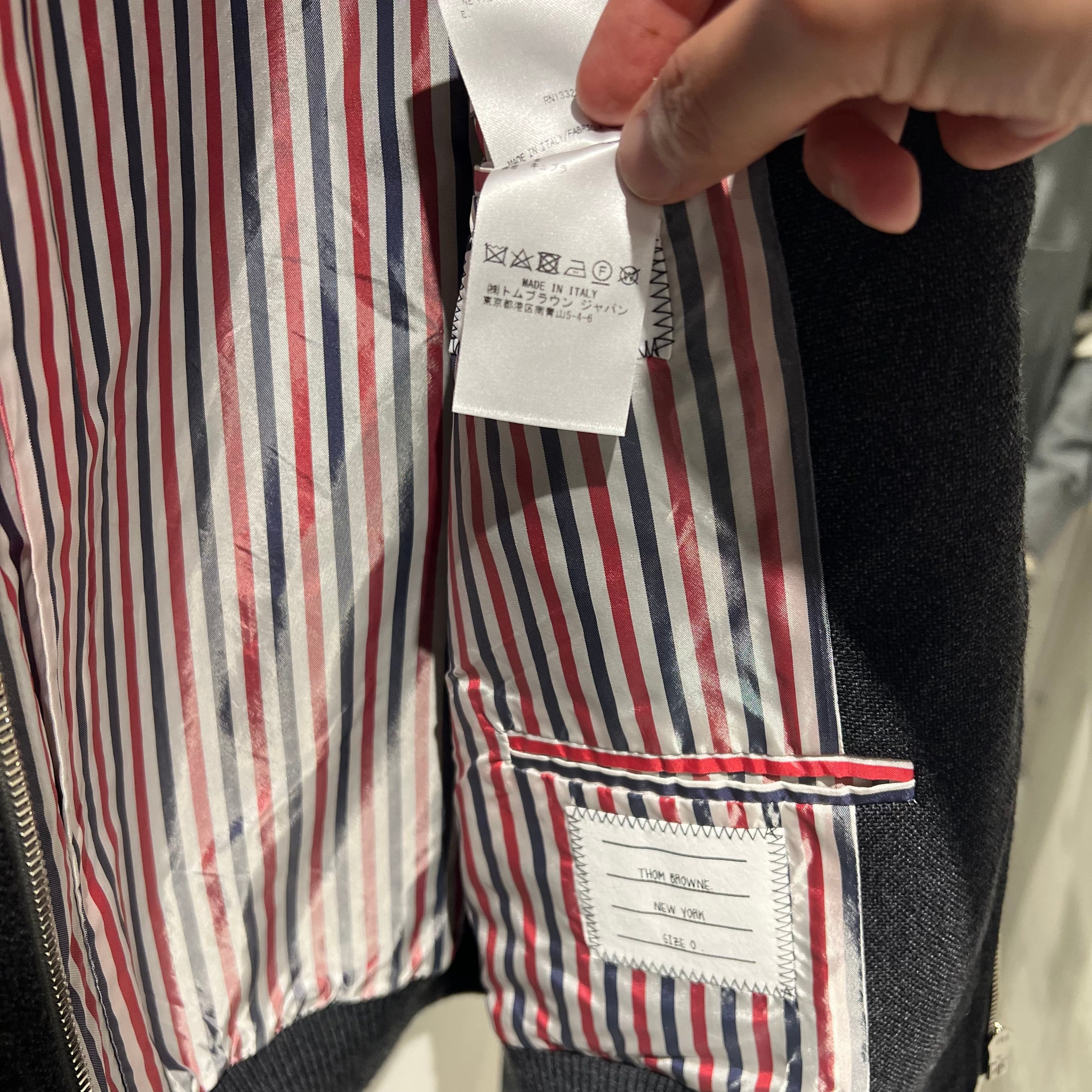 THOM BROWNE トムブラウン 22SS 4BAR ブルゾン ジャケット イタリア製　mj0132A-03882025 SIZE0  ガーメントケース付【表参道t】 | ブランド古着Brooch powered by BASE