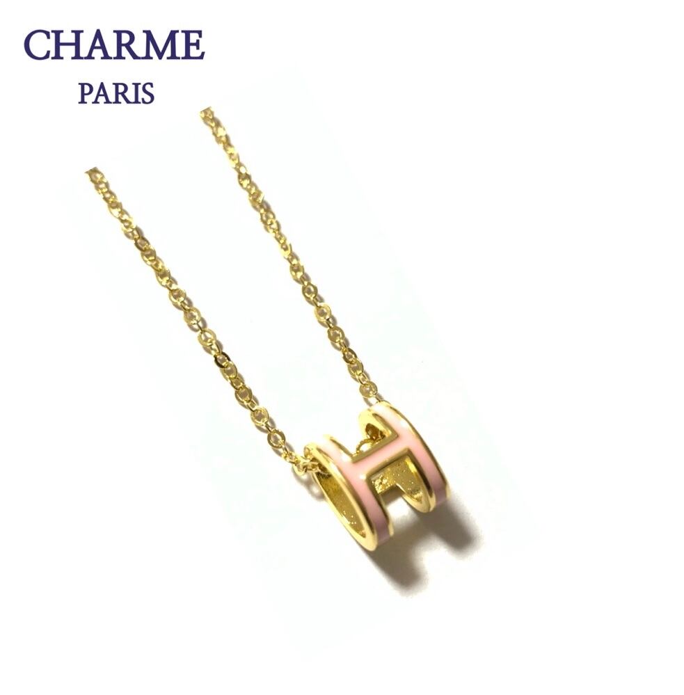 18k plating H necklace(pink)