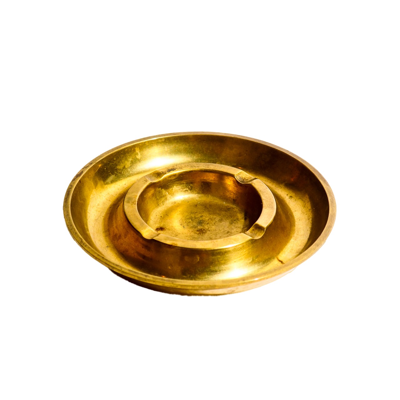 70s Italian-made double-walled brass ashtray