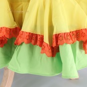 フラメンコ 衣装 SPANISH DANCEWEAR ドレス ワンピース イエロー系 グリーン系 オレンジ系 黄色 緑 無地 ノースリーブ ダンス パーティ ボランテ フリル レース 明るい かわいい 舞台衣装 発表会衣装
