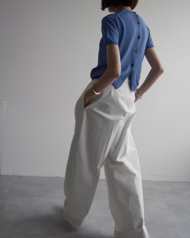 PRADA　BACK BUTTON COTTON KNIT TOP