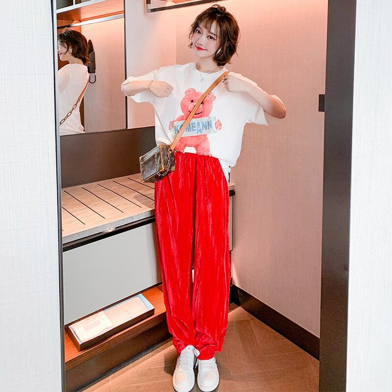 Tシャツ ベルベットパンツ スプリング 春物 MIUCO30551450361