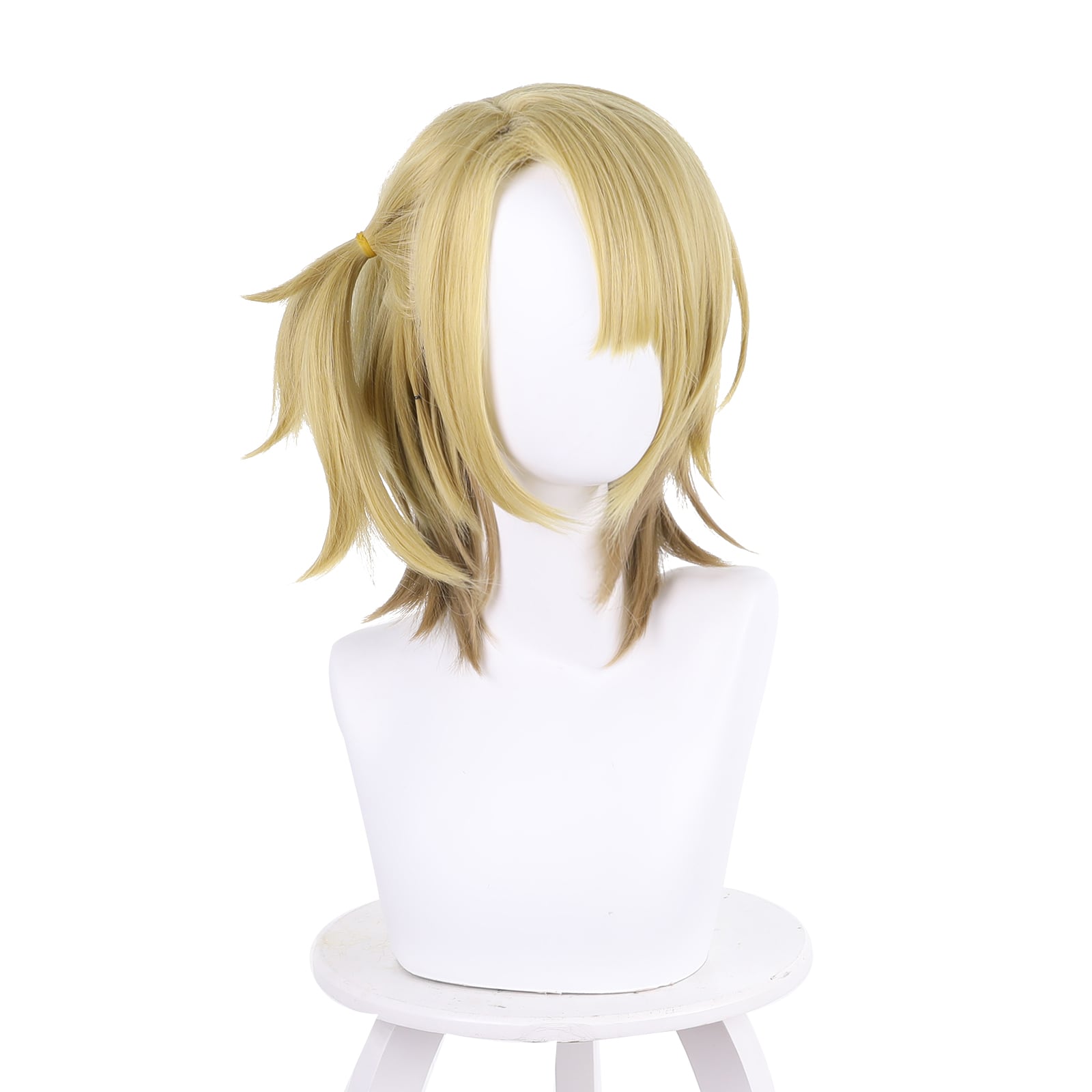 コスプレ耐熱ウィッグ ゴールド ブラウン グラデーション セミロング