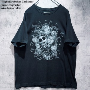 "Nightmare before Christmas"characters graphic print design T shirt