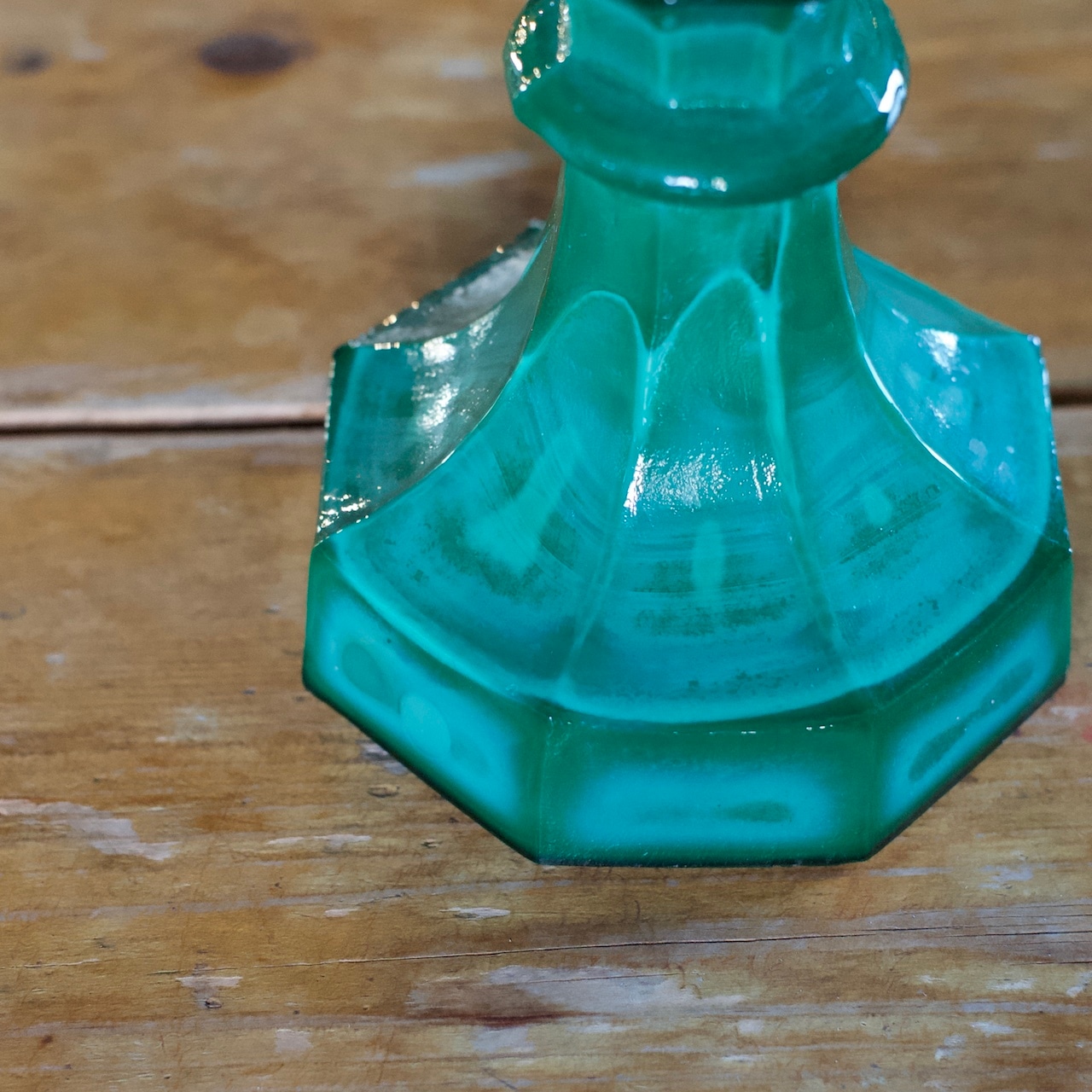 Malachite Candle Stand / マラカイト キャンドルスタンド〈 チェコガラス・燭台・蝋燭・オブジェ・ディスプレイ・アンティーク・ヴィンテージ 〉