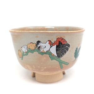 駕洛窯・抹茶碗・高麗茶碗・焼物・韓国陶芸・色絵・鳥・酉・No.230812-26・梱包サイズ60