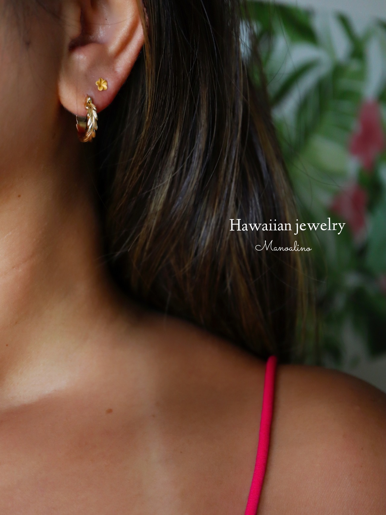 15mm  Maile hoop earring Hawaiianjewelry”an earring”(”片耳用”ハワイアンジュエリーマイレフープピアス)