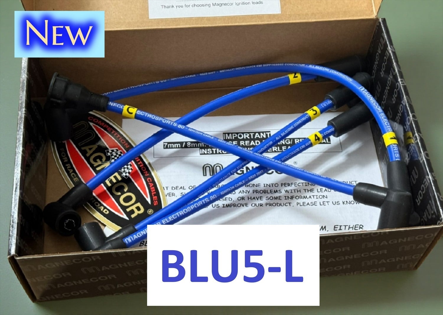 【 BLU5-L 】ABR-MAGNECOR BLU80ハイパフォーマンス プラグコードSET 〜1996年迄 ※水平コイル用 【JAPAN-SPECカスタム】パーツNo : ABR-MA8088-BLU5 ( ref. GHT241 GHT241LAG )