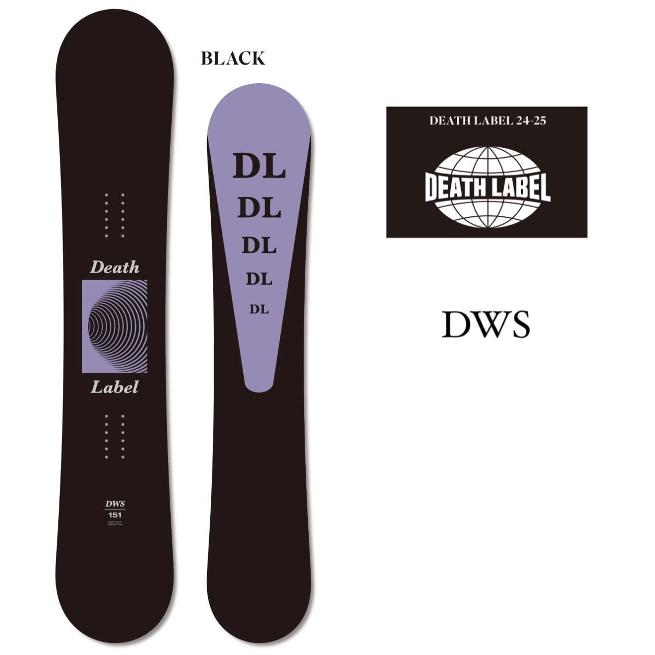 スノーボード DEATH LABEL DWS23-24 151 DEATH LABEL 24-25 『 DWS - BLACK 』 デスレーベル
