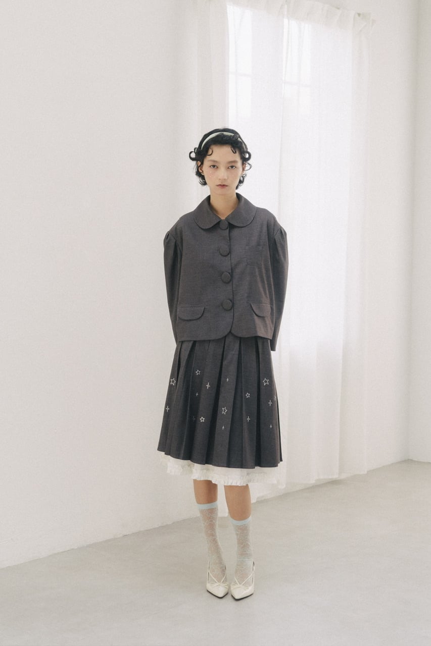 フリルレイヤードグリッタースカート　GRAY