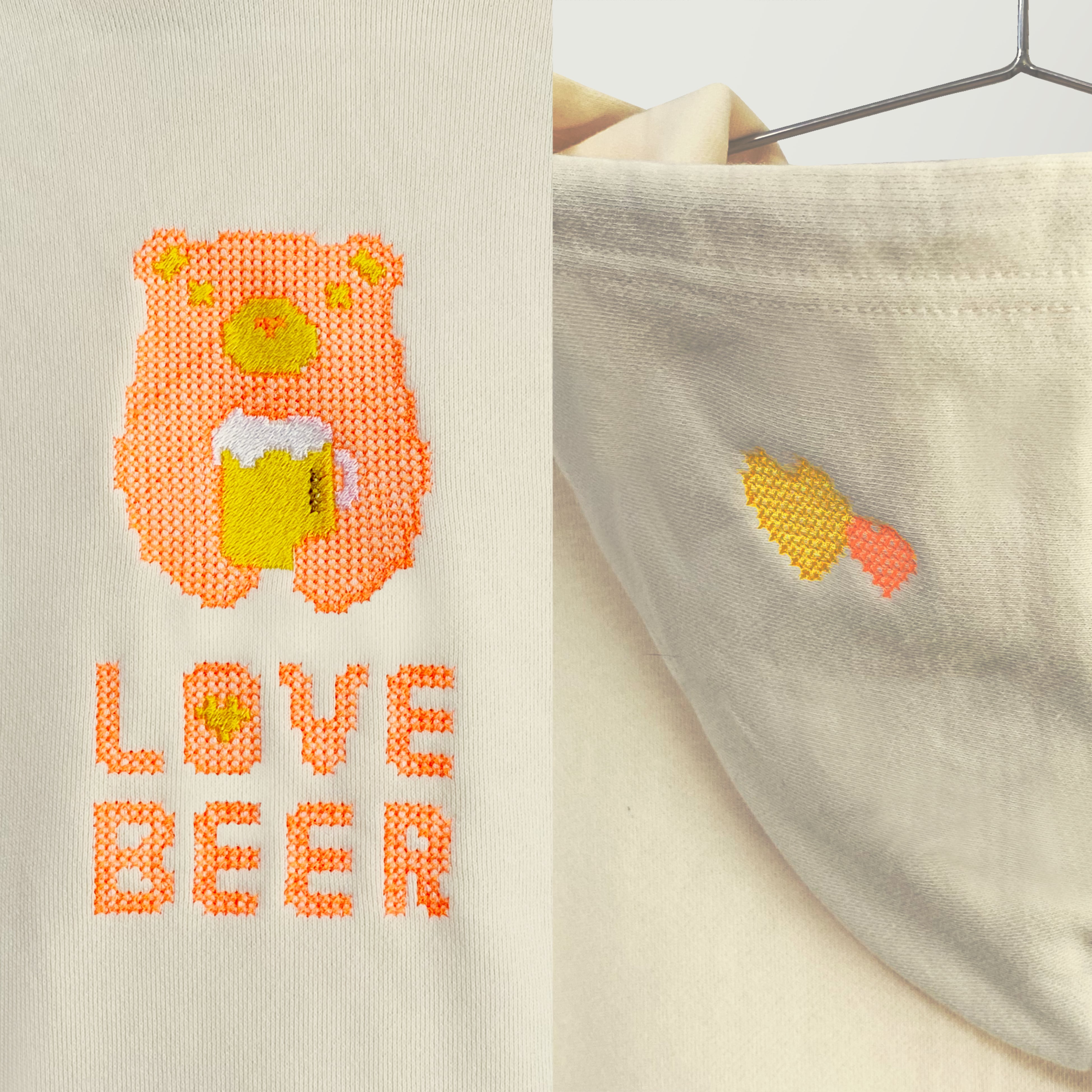 刺繍☆パーカー／LOVE BEER（10.0oz 裏パイル）