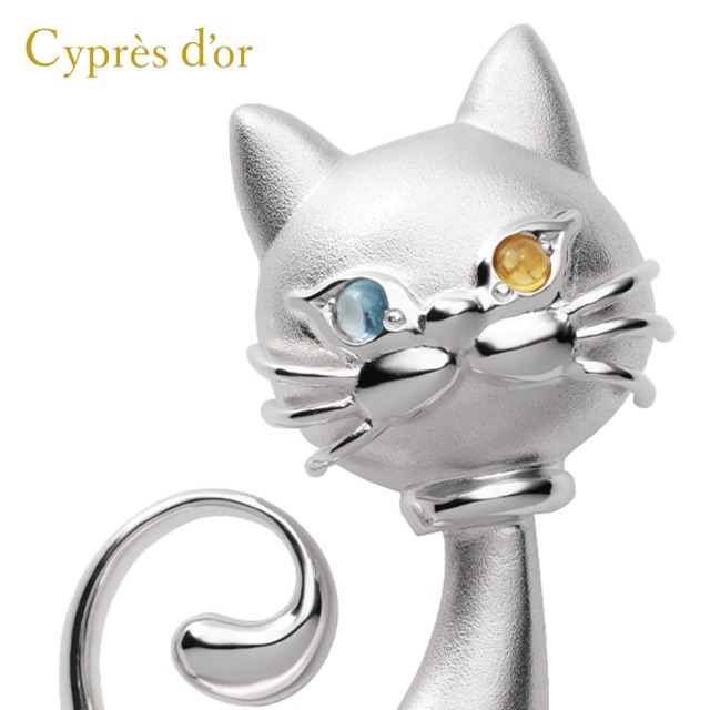 ※オーダー品【MONA LISA CAT】シルバー ロジウムメッキ キャットジュエリー 猫ジュエリー モナリザキャット オッドアイ シルバーペンダント ネックレス silver ブルートパーズ シトリン 宝石 普段使い お洒落