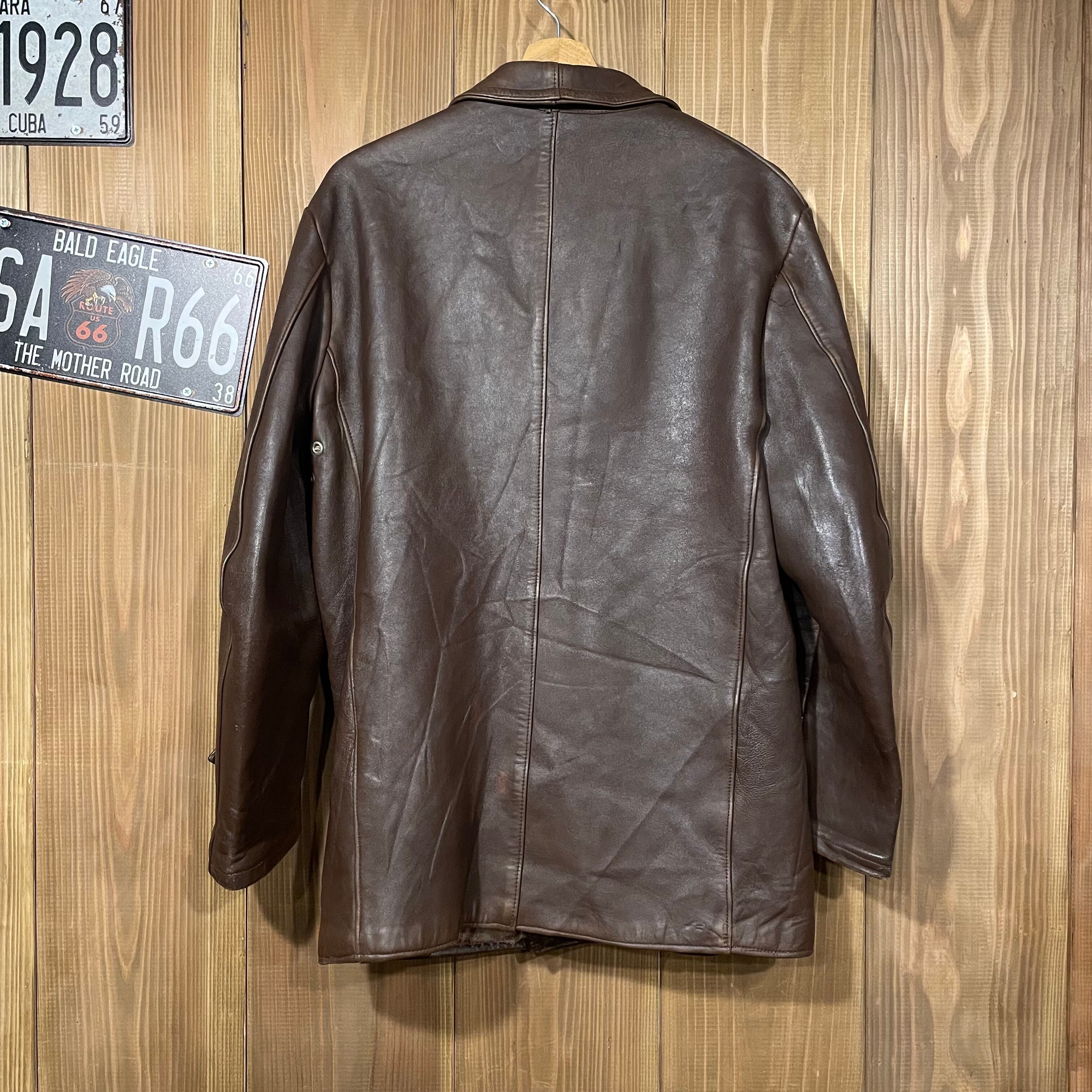 70s GVF IMPERCUIR フランス製 コルビジェジャケット レザー襟 L