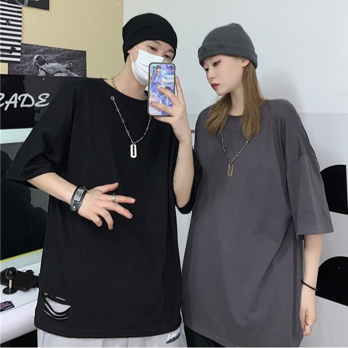 スタイルサマールーズスタンダードブラウス レディースソリッド カラーラウンドネックTシャツ レトロ ストリート 夏物 Oネック ソリッドカラー ケッペル14300277253