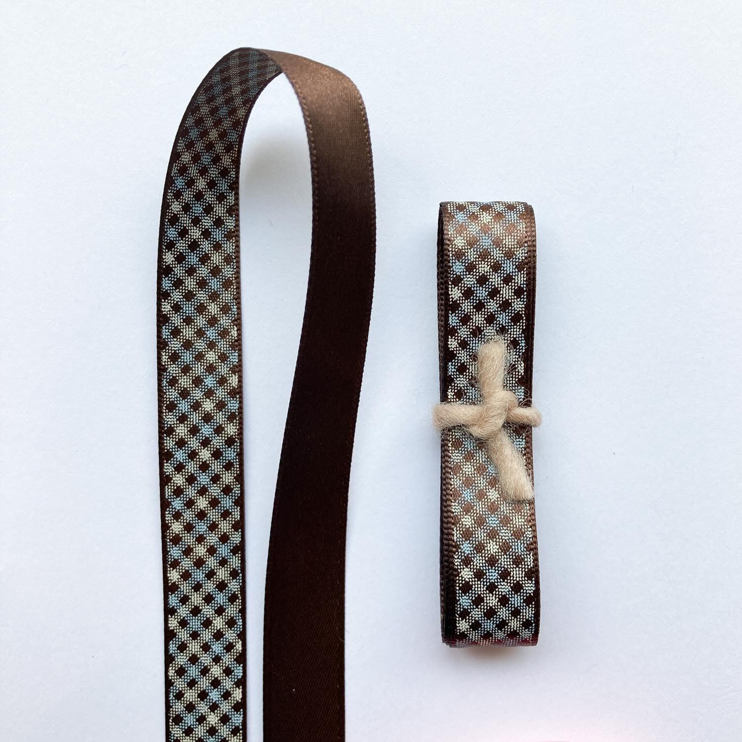 再入荷〉SHINDO チェックプリント両面サテンリボンM（15mm/1m