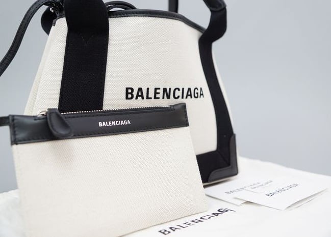 展示品 新品】BALENCIAGA バレンシアガ ネイビー カバ XS キャンバス