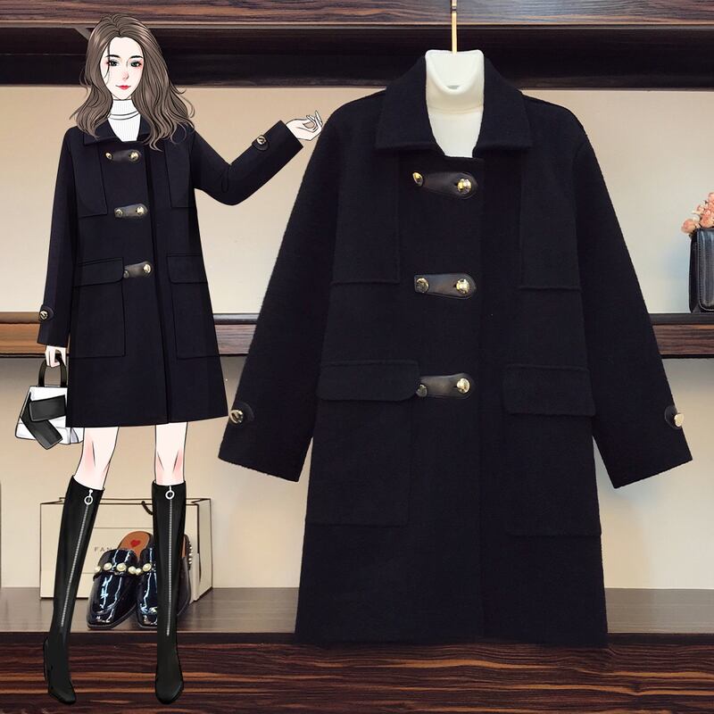 サブカル 服 地雷系 通販 コート ミドル丈 厚手 ウール混紡 金ボタン 大人カジュアル きれいめ デイリー 通勤 韓国ファッション