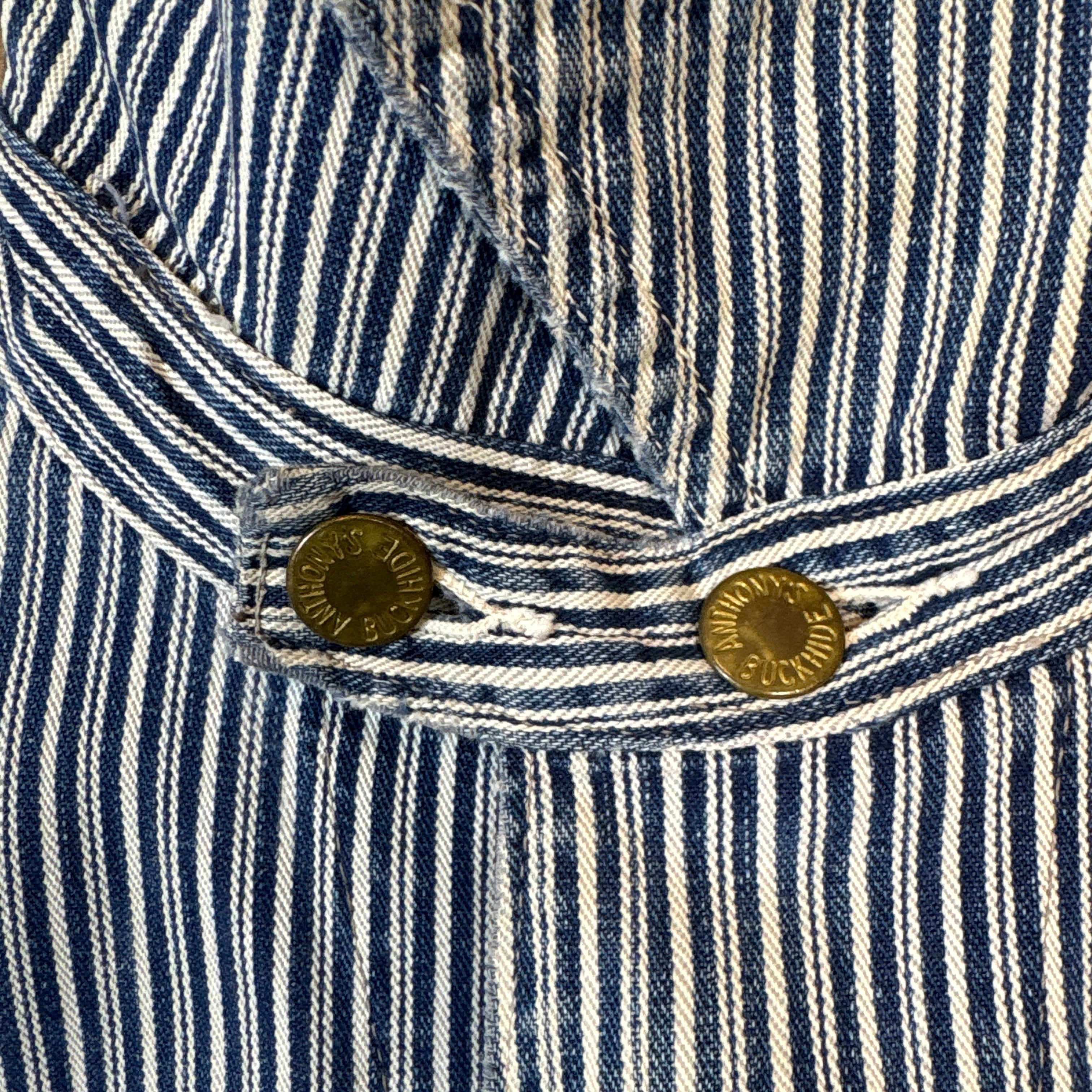 30s 40s ヒッコリー カバーオール チンスト付き 30s Anthony's BUCKHIDE チンストラップ ヒッコリー カバーオール