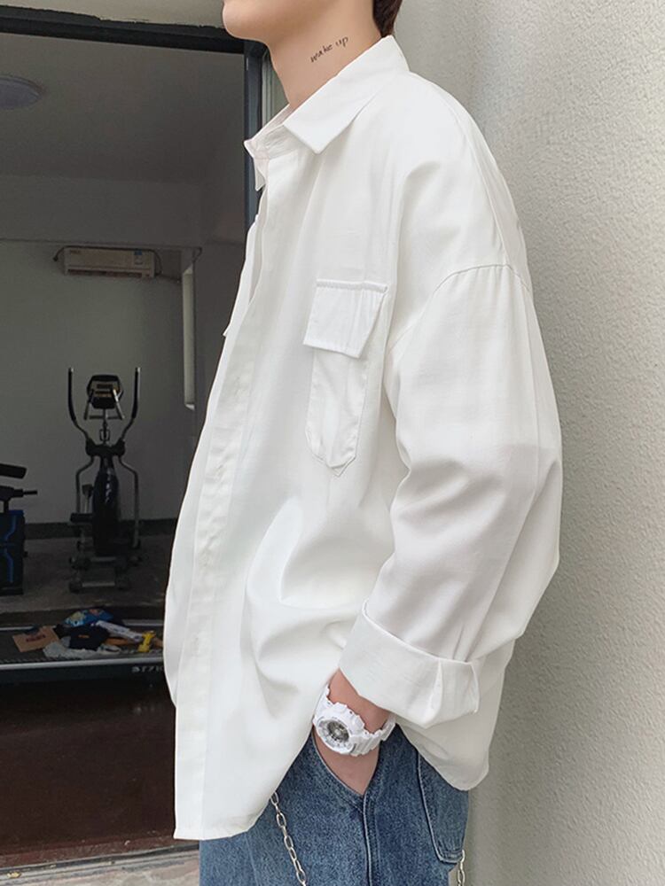 全2色 シャツ 無地 長袖 カジュアル シンプル 羽織 おしゃれ