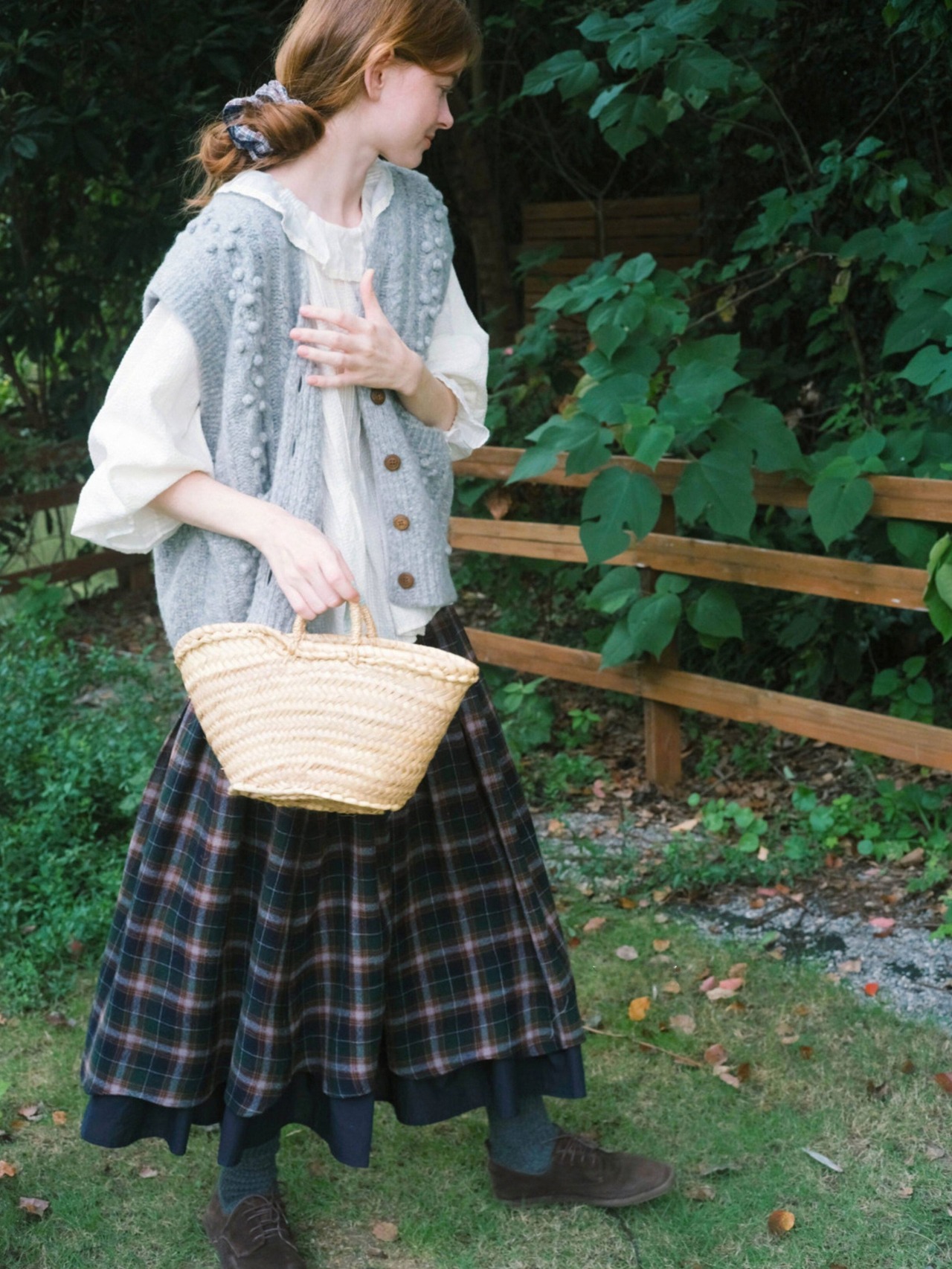 Forêt Tartan Check Wool Volume Skirt F0867