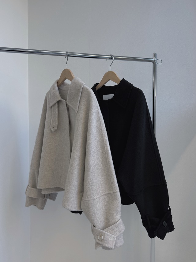 volume arm short wool rever coat