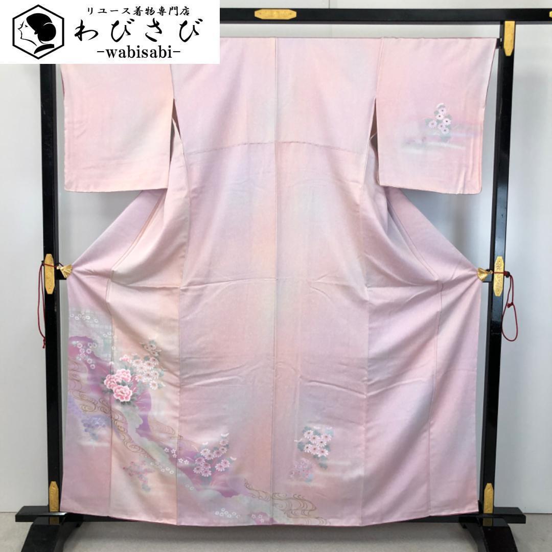 訪問着 作家物 美しい友禅 花模様 牡丹 梅 金銀通し 淡藤色 K-3265 訪問着 作家物 美しい友禅 花模様 牡丹 梅 金銀通し 淡藤色 K-3265