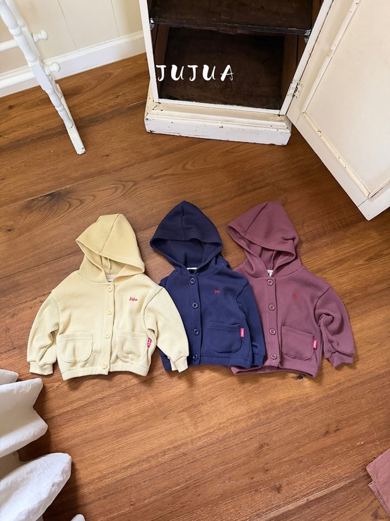 韓国子供服 / JUJUA / 26Autumn / ワッフル フード ジャケット / 秋服 *XS~XL*