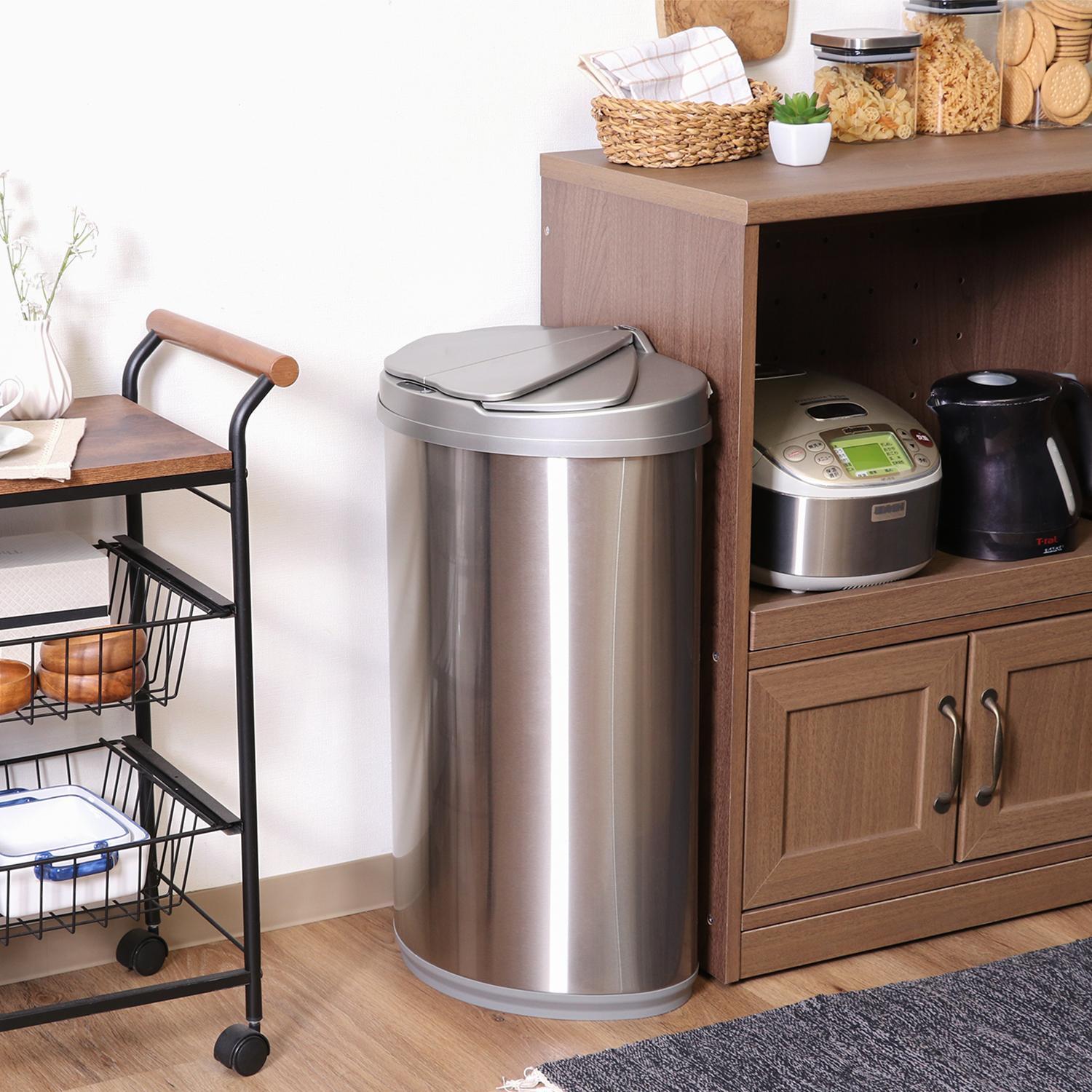 センサー式 ダストボックス47L スリム 横開き ステンレス | LIVORA