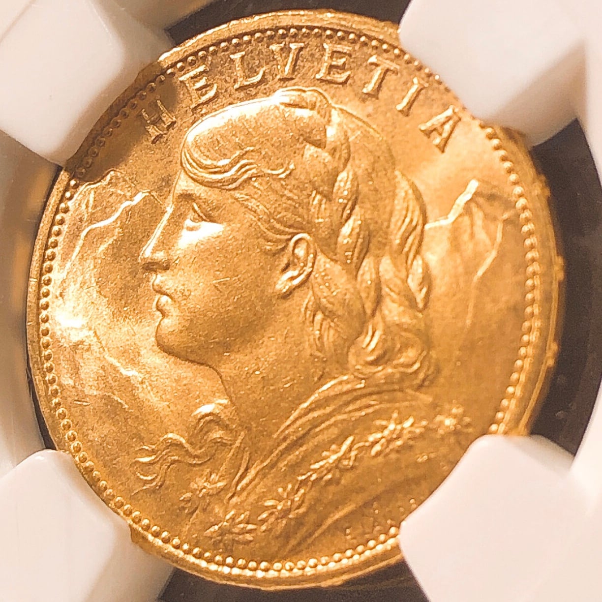 【美品】スイス 20フラン NGC MS65 アルプスの少女 ベルベティア 硬貨