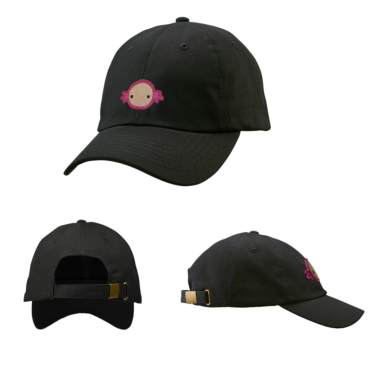 ウーパールーパー 刺繍キャップ  刺繍キャップ cap-a_ss005 コットン ツイル ロー キャップ 帽子