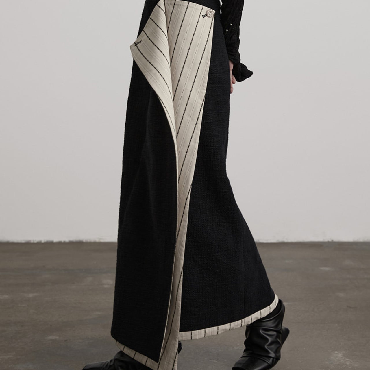 Black & white double-layer skirt S1958
