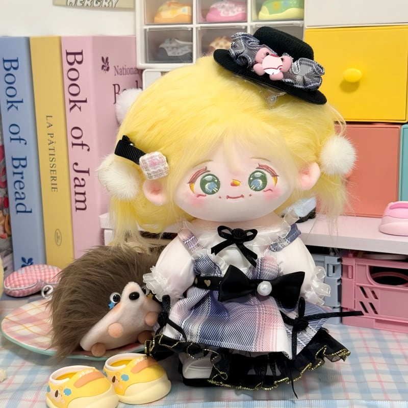 20cmぬいぐるみ用 レトロ トップス+チェックワンピース+チュール