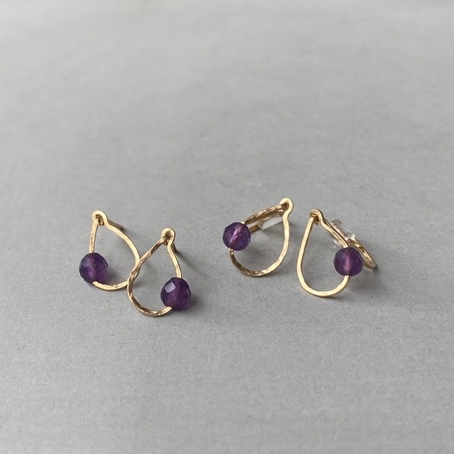 Small shizuku ear clips (amethyst)