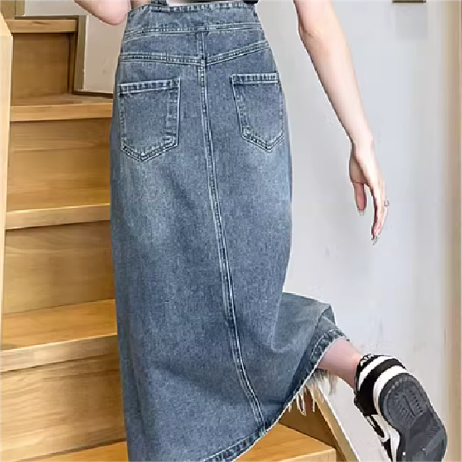 UN3D アシンメトリーデニムドレス　デニムサロペットスカート　デニムスカート atelier SOMETHING 2WAY LACE UP SALOPETTE SKIRT/レースアップ