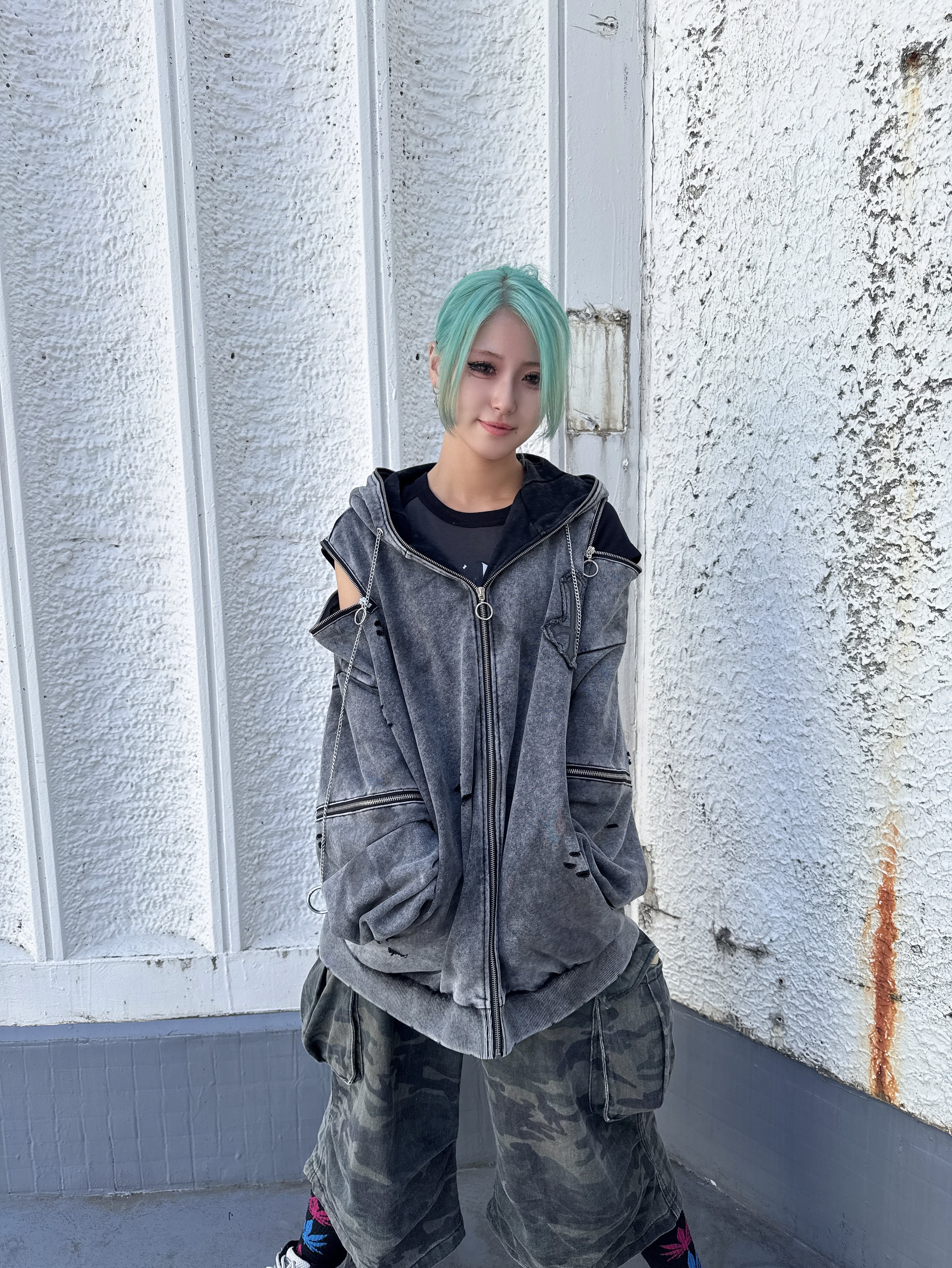 PSYNYXX 猫耳ピグメントパーカー サブカル サブスト 地雷 | 韓国系ユニ