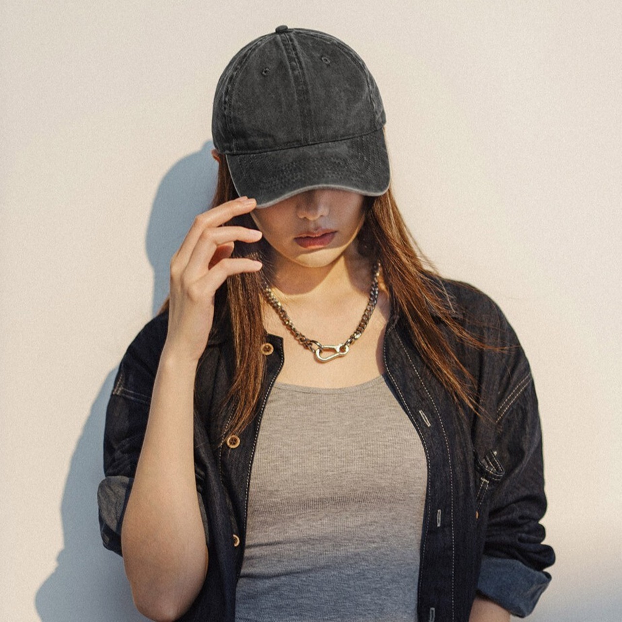 【UNISEX】Vintage Washed Denim Cap / ヴィンテージ ウォッシュ デニム キャップ