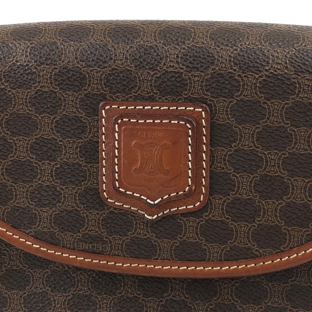 CELINE セリーヌ ショルダーバッグ ブラウン ブラゾン型押し PVCレザー ラウンド vintage ヴィンテージ オールド 7g6wgp